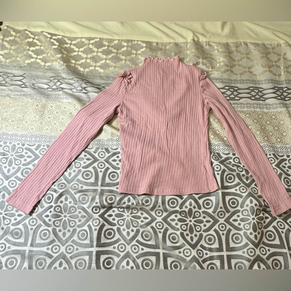 Shein Pink Ribbed Long Sleeve Top